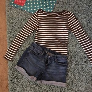 Gap long sleeved brown and white striped shirt